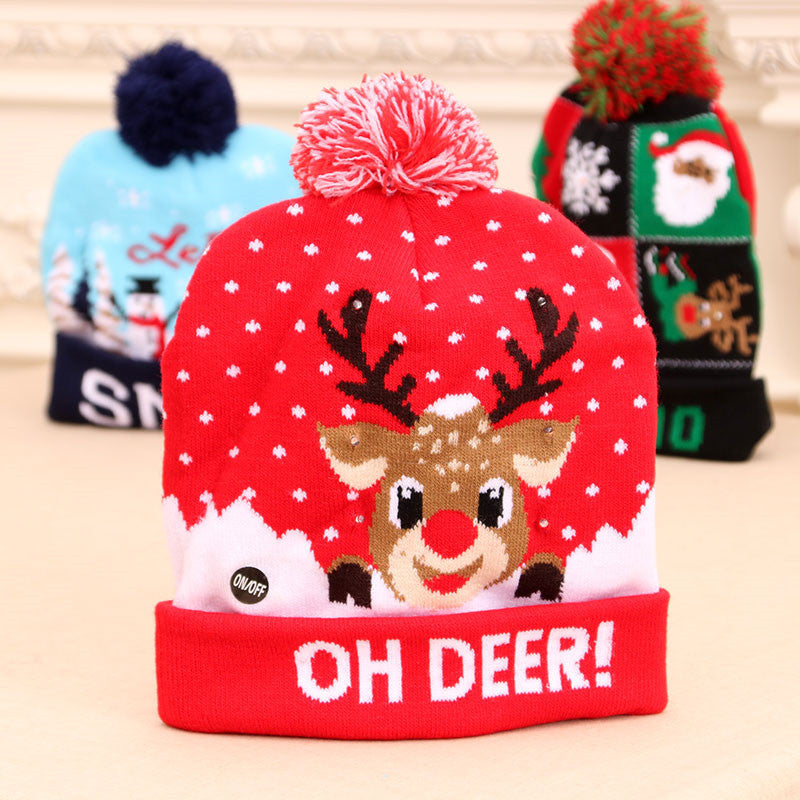 LED Christmas Beanie - Light-Up Knitted Holiday Hat
