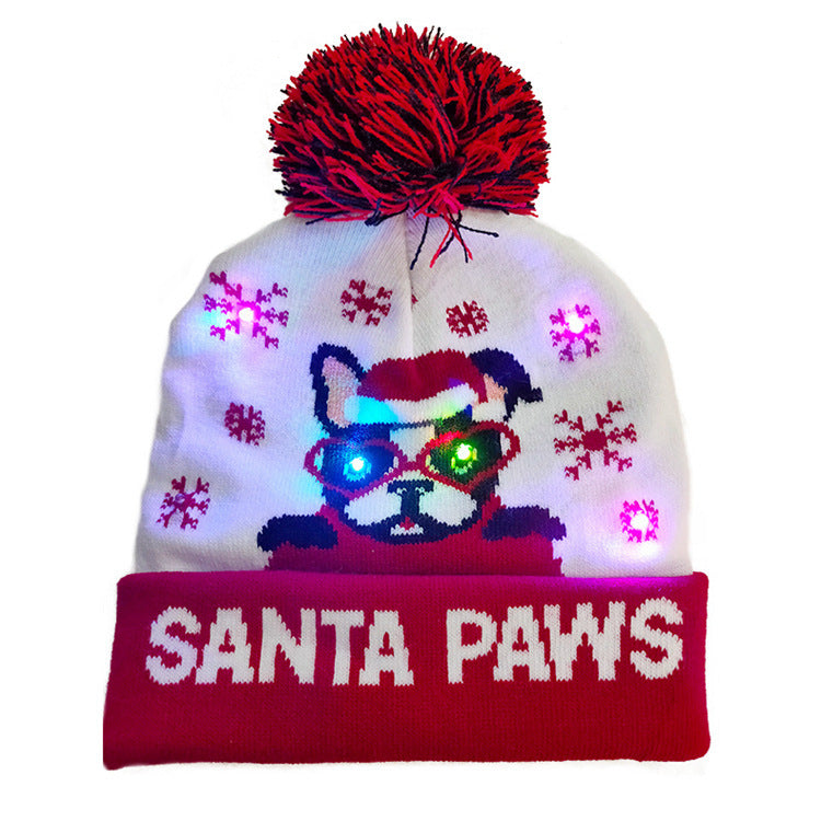LED Christmas Beanie - Light-Up Knitted Holiday Hat