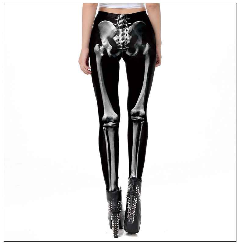 Black Skeleton Bone Leggings - 3D Print High Waist Tights