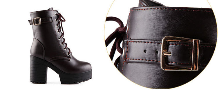 Chunky Heel Boots - Square Toe Martin Boot Style