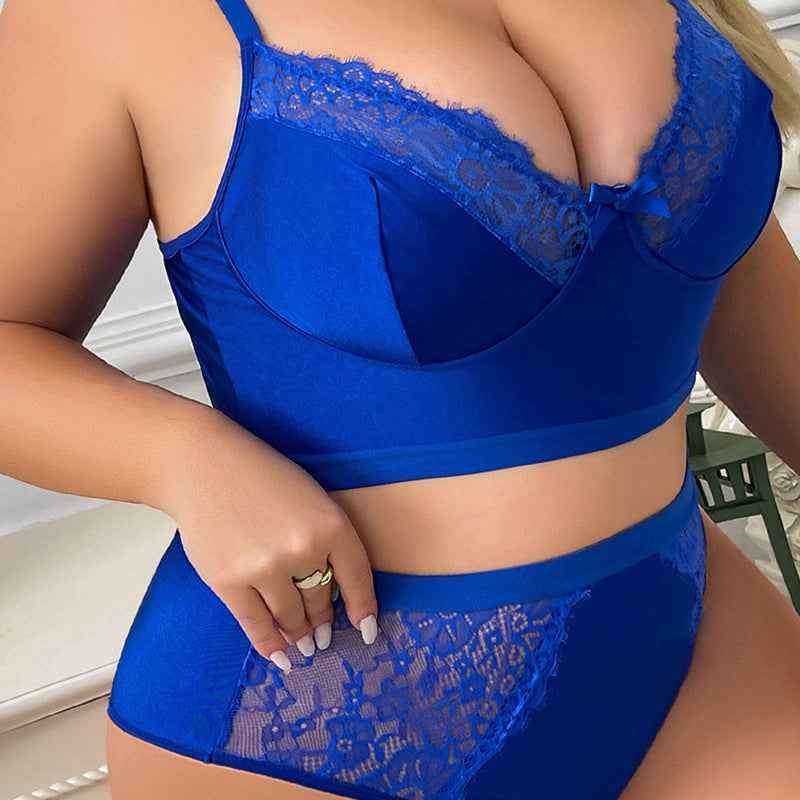 Sexy Plus-Size Lace Patchwork Lingerie For Women
