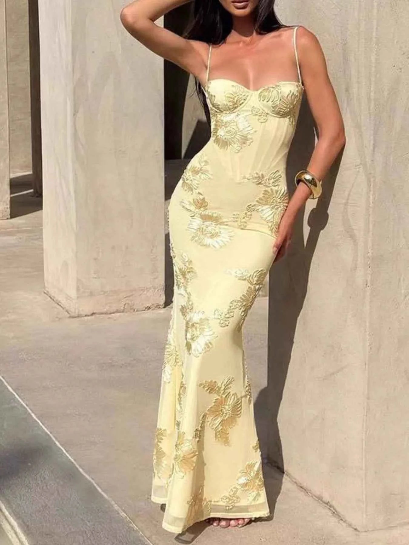 Sweetheart Neck Maxi Dress - Spaghetti Strap Prom Gown