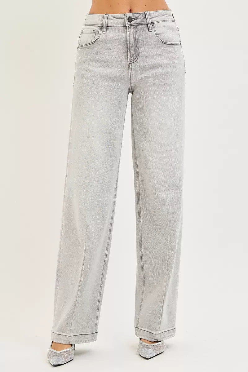 RISEN Slouchy Baggy Jeans - Contrast Stitching Relaxed Fit - Fashions Envy