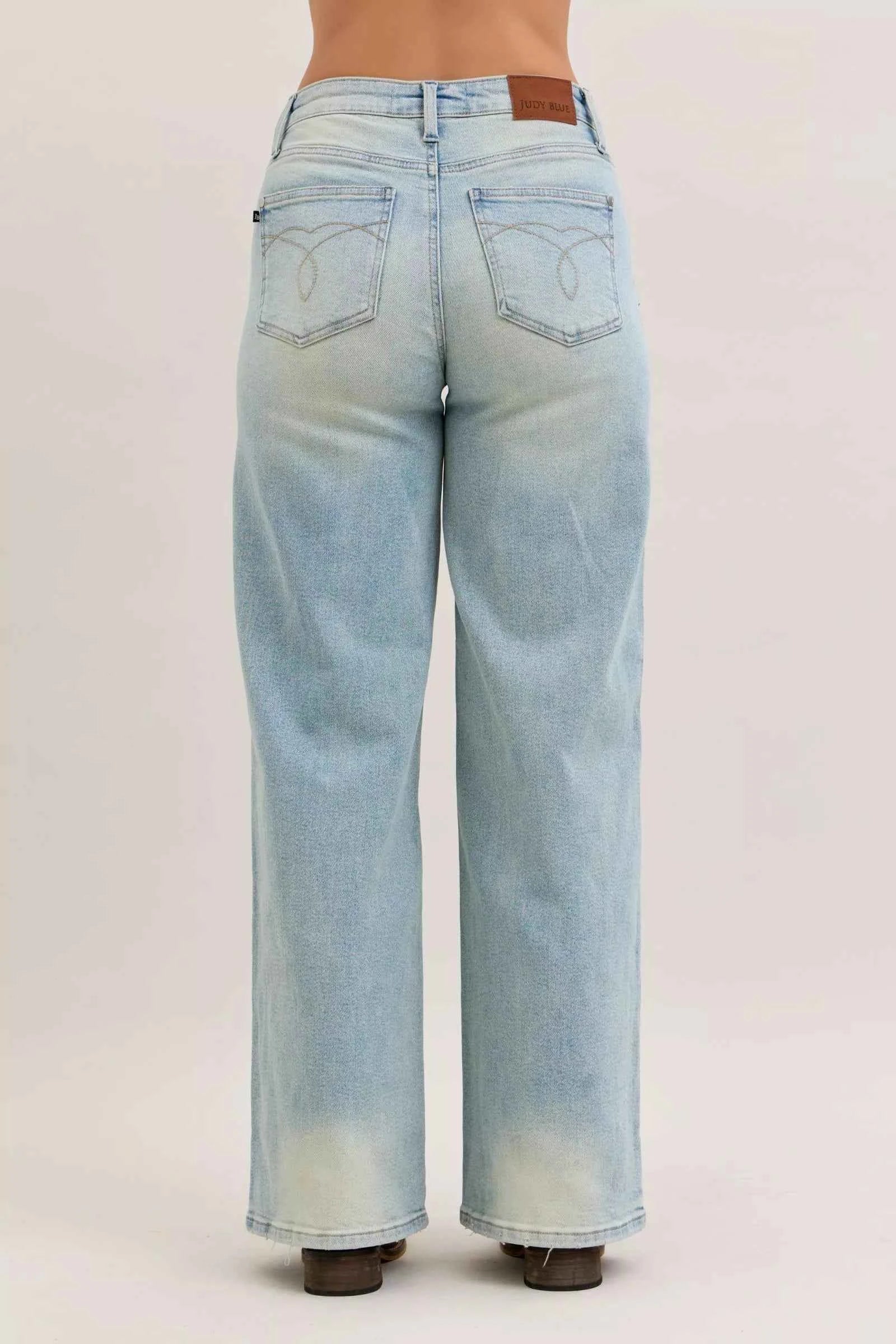 Judy Blue High Waist Column Straight Jeans - Medium Wash