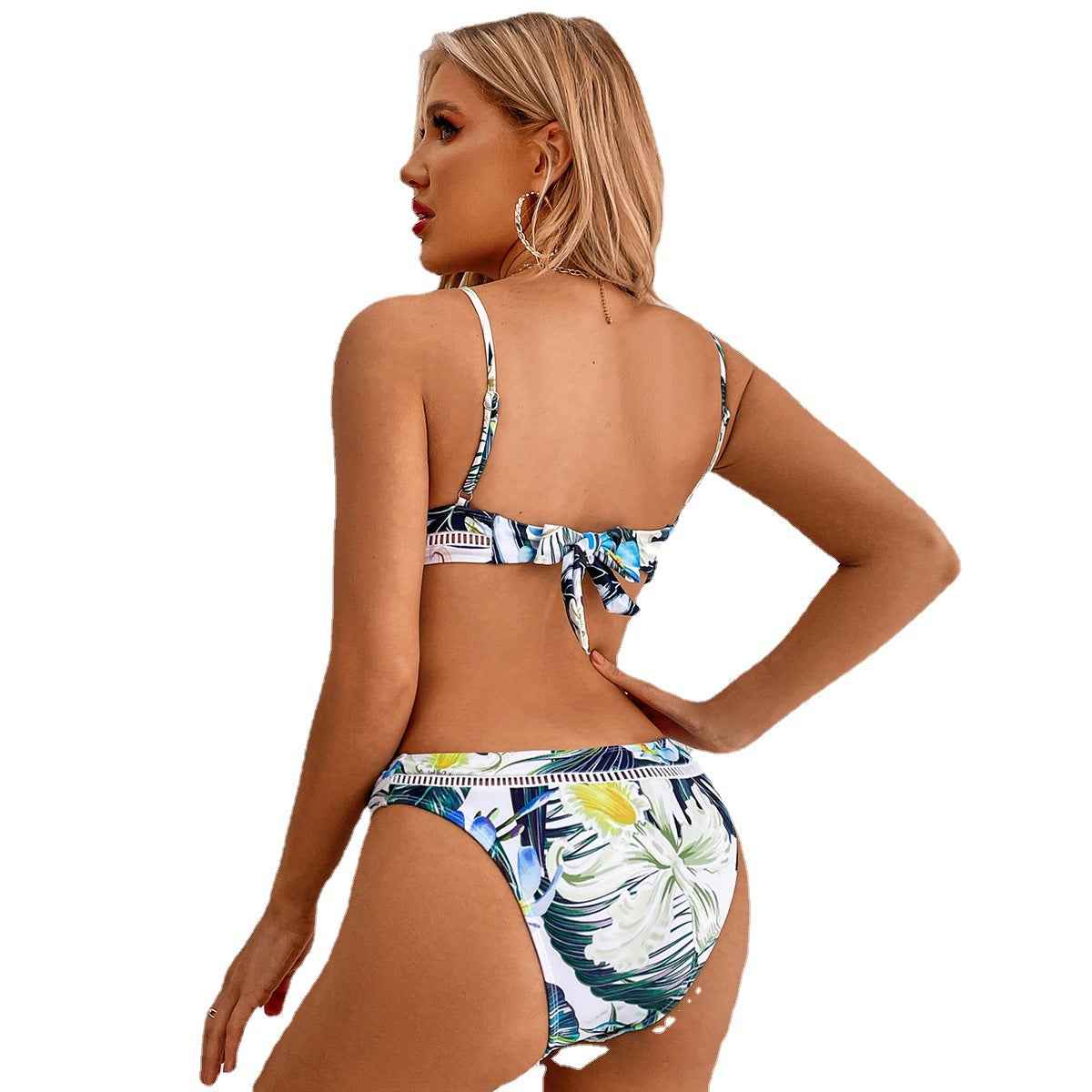 European And American New Bikini High Waist Split Push Up Swimsuit