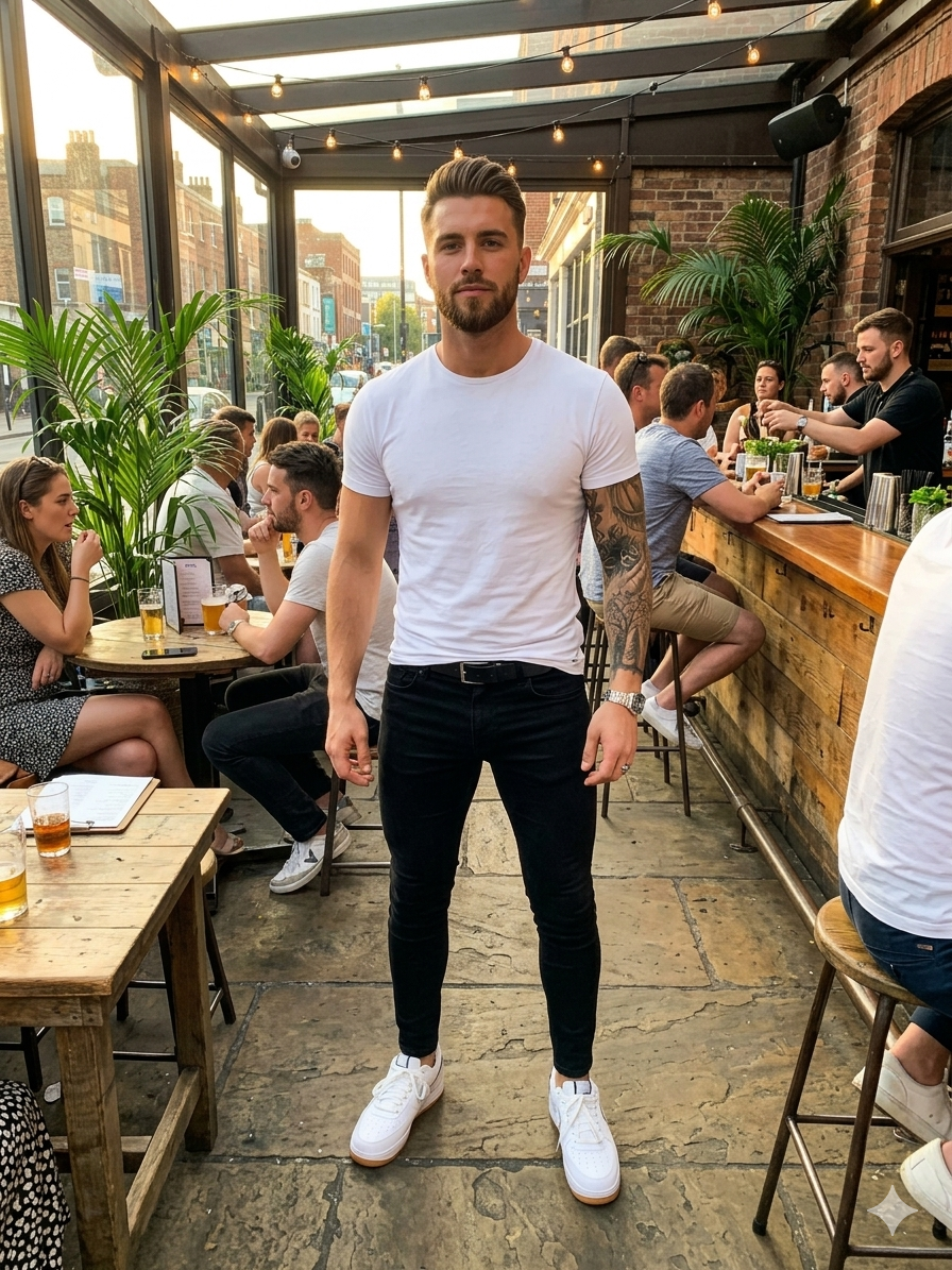Stretch Skinny Jeans for Men - Mid Rise Tapered Slim Fit Denim