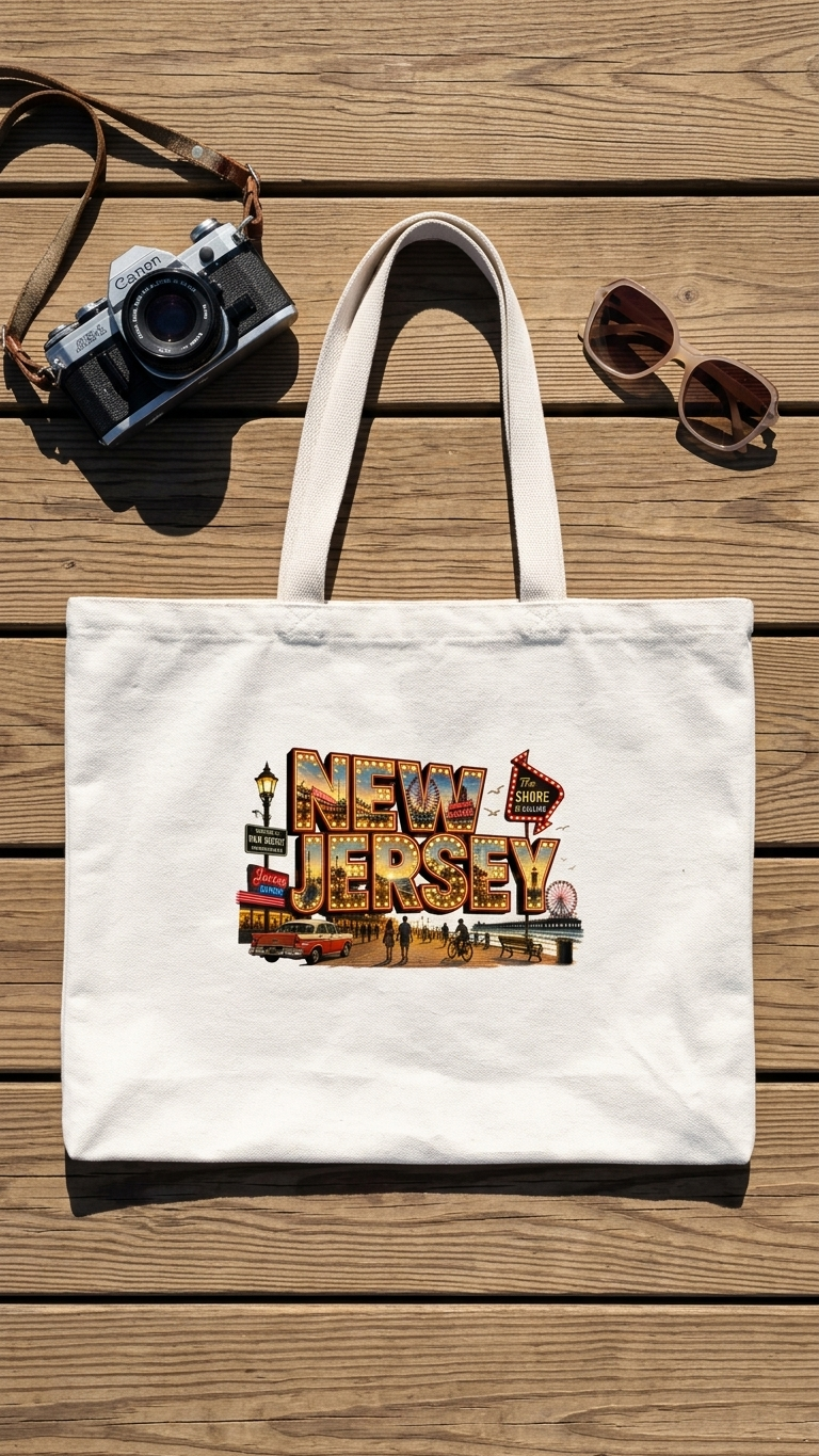 Vintage New Jersey Boardwalk Heavyweight Canvas Bag — Jumbo 25L Beach Tote