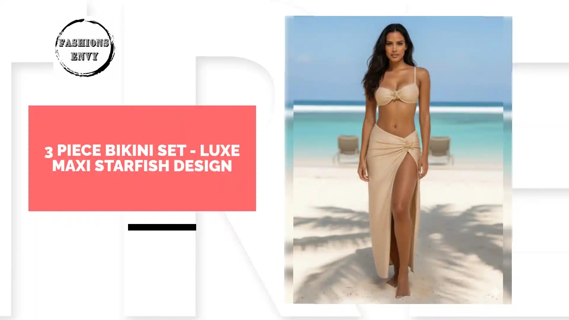 Load video: 3 Piece Bikini Set - Luxe Maxi Starfish Design by@Outfy