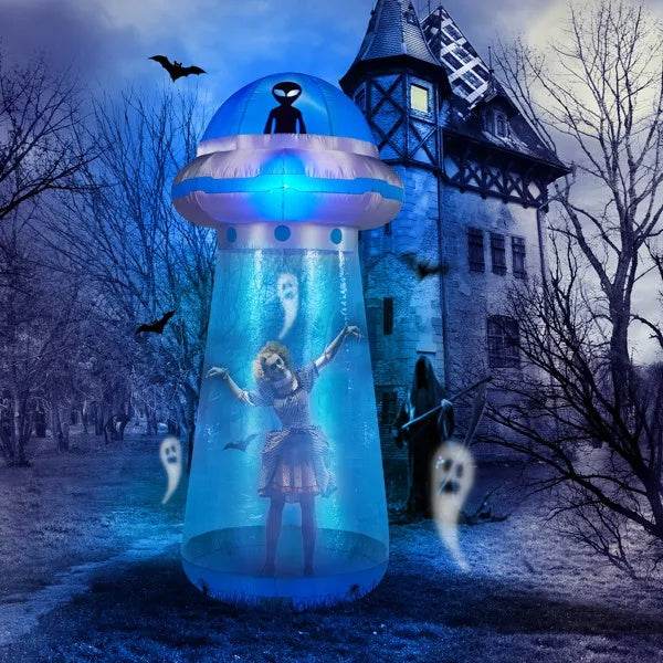 8.8 FT Halloween Inflatable UFO Yard Decoration - Interactive LED UFO Display - Fashions Envy