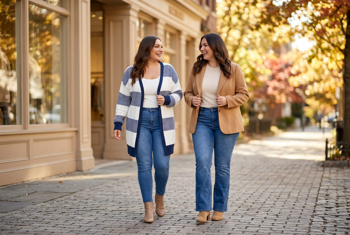 How to Layer Plus Size Fall Outfits: Cardigans, Jeans & Dresses