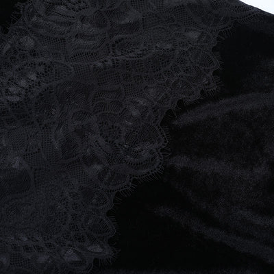Velvet Evening Gown - Lace Halter with Long Gloves - Fashions Envy