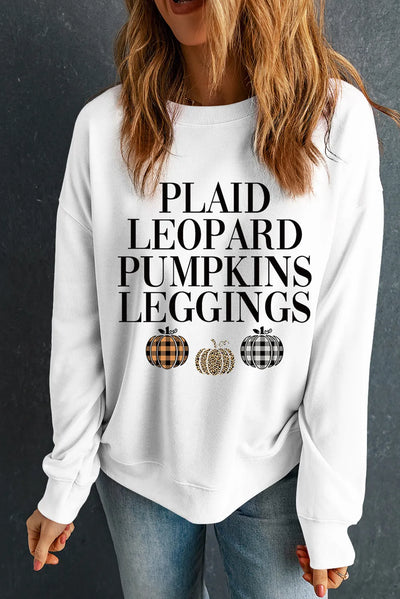 Letter Graphic Round Neck Long Sleeve Sweatshirt - Fashions Envy