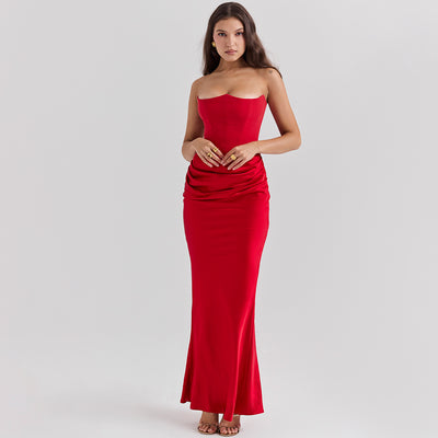Strapless Ruched Maxi Dress - Sweetheart Evening Gown