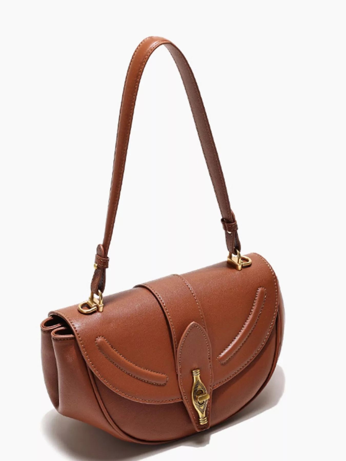 Saddle Shoulder Bag - Vintage Leather Small Design - Fashions Envy