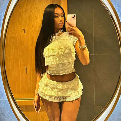 Cutout Crop Top Shorts Set - Midriff Slim Fit Two Piece