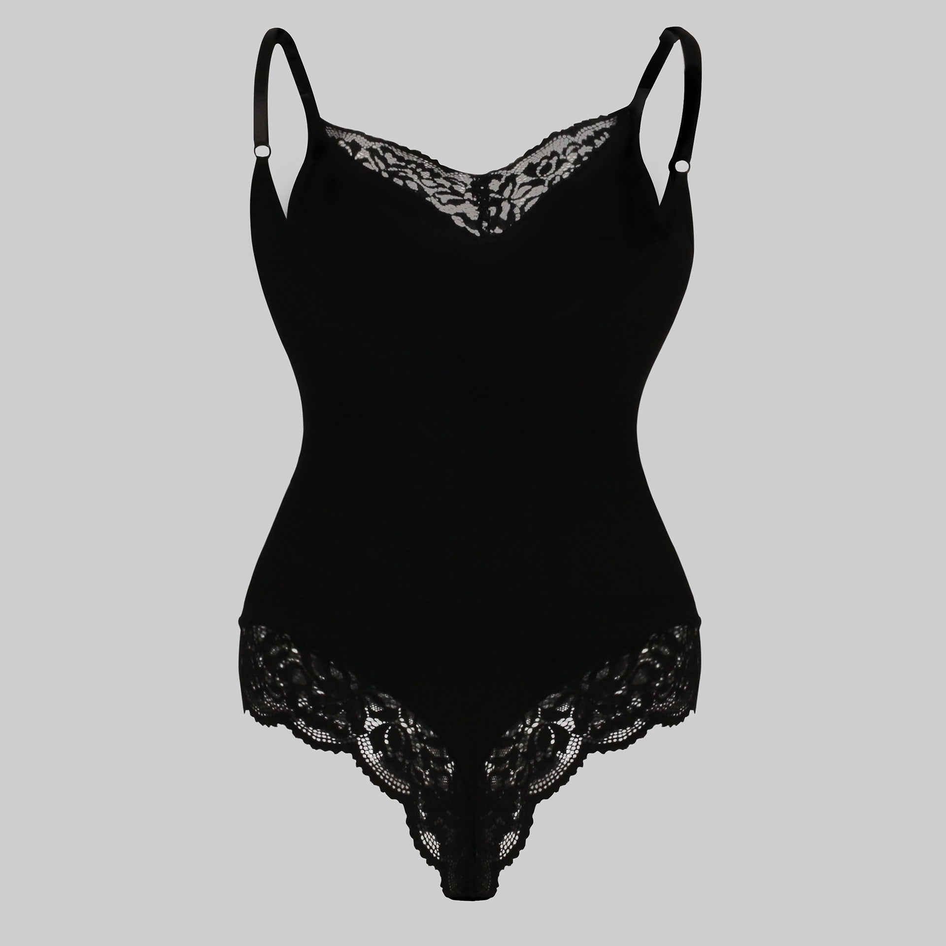 Lace Detail Thong Bodysuit - Tummy Control Shapewear