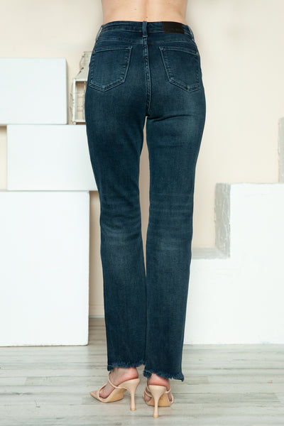 Judy Blue Full Size Button Fly Hem Destroy Straight Jeans - Fashions Envy