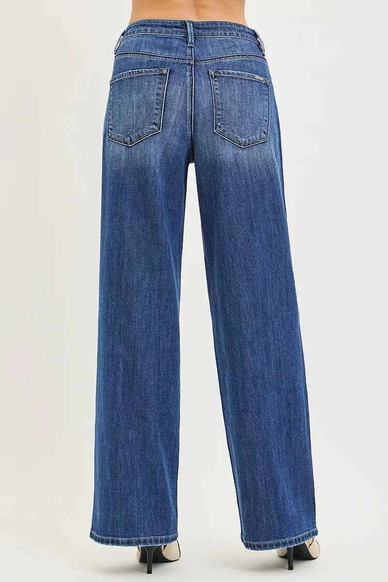 RISEN Slouchy Baggy Jeans - Dark Wash Full Length