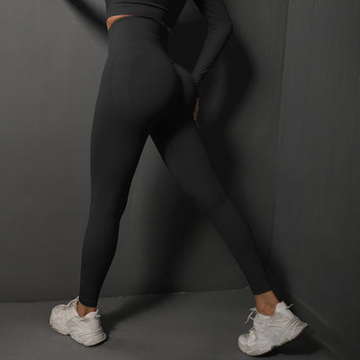 High Waist Workout Leggings - Ribbed Waistband and Ankle Fit