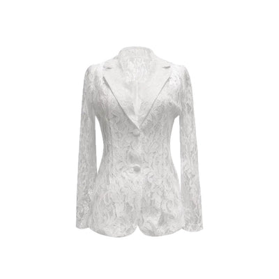 Fashionable Casual Elegant Lace V-Neck Sheer Blazer for Women
