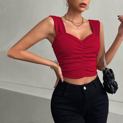 Red Summer Sweetheart Cami - Chic Wide Strap Top