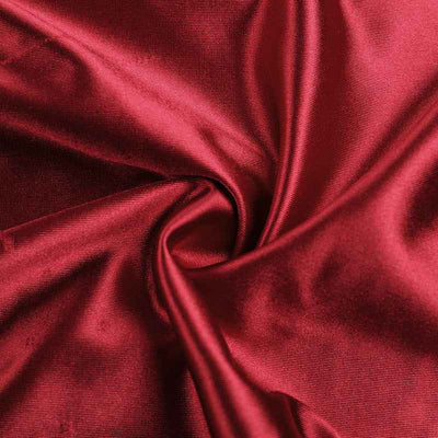 Satin Maxi Dress - Deep Red Off Shoulder High Slit