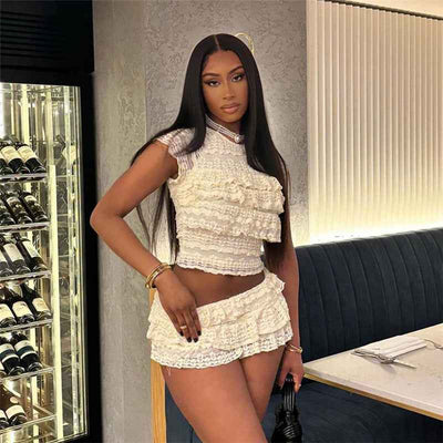 Cutout Crop Top Shorts Set - Midriff Slim Fit Two Piece