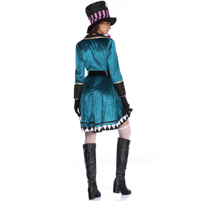 Halloween Mad Hatter Costume Set - Teal Velvet 7-Piece