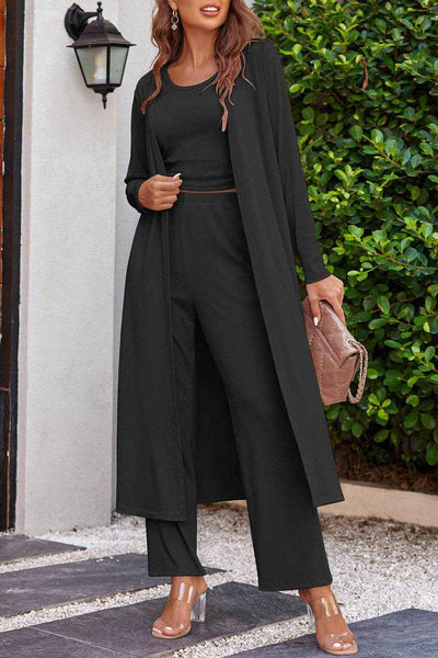 Drawstring Tank - Long Sleeve Cover Up and Pants Set