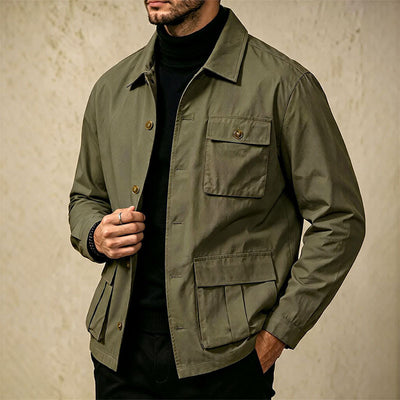 Cross-border Foreign Trade Wholesale Autumn New Men's Jacket Large Size Lapel Multi-pocket Trend All-match Work Coat Men