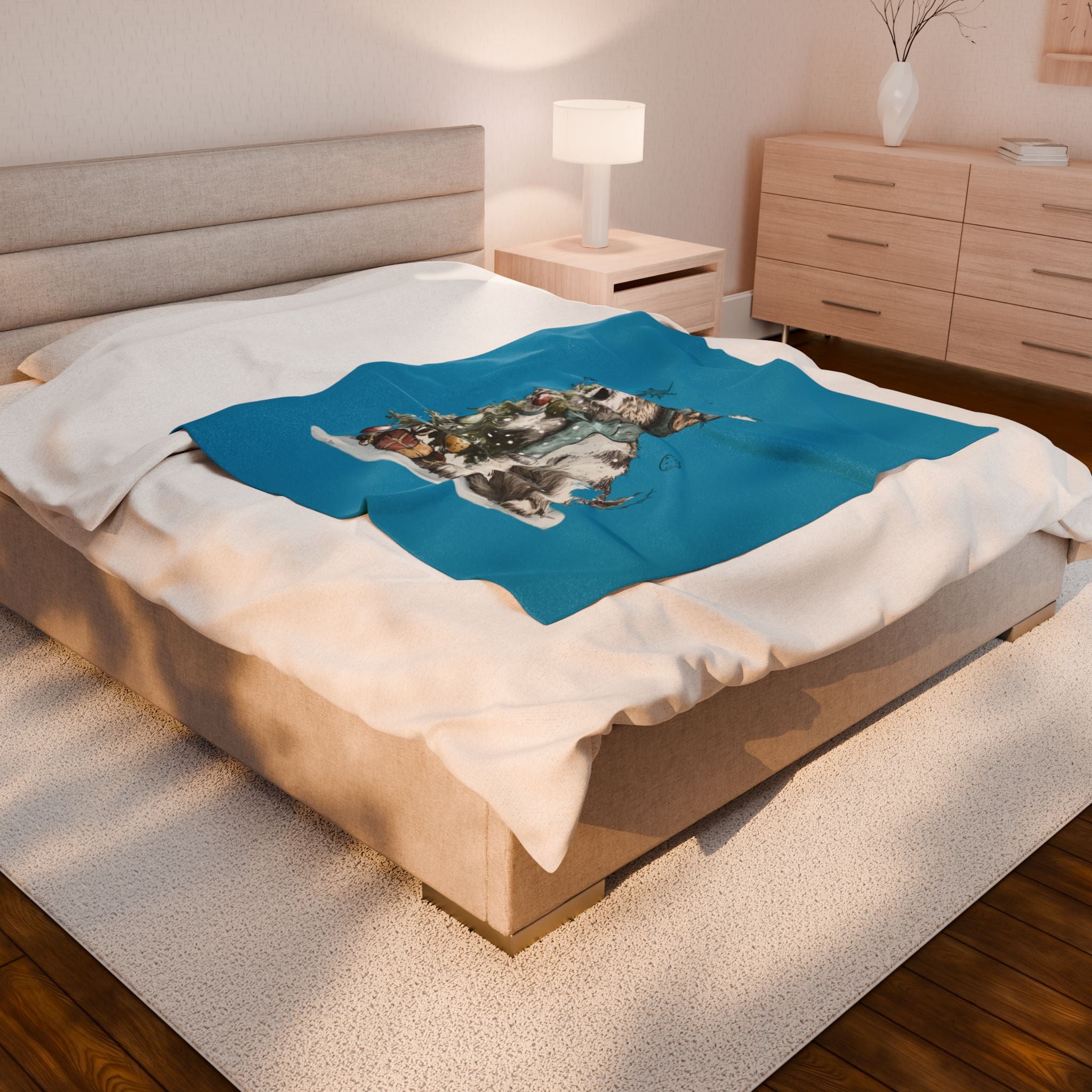Christmas Puppy Blanket - Cozy Velveteen Throw