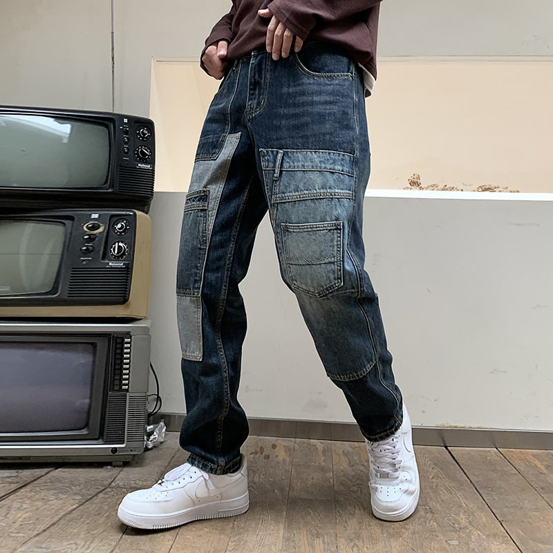 Multi-Pocket Dad Jeans Men - Loose Fit Cargo Style - Fashions Envy