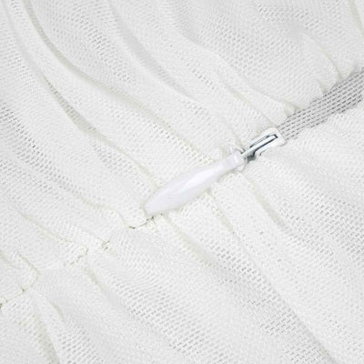Sheer Mesh Backless Dress - White Halter Long Sleeve