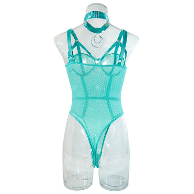 Sexy Lace Bodysuit with Choker - Slim Fit and Steel Ring Support