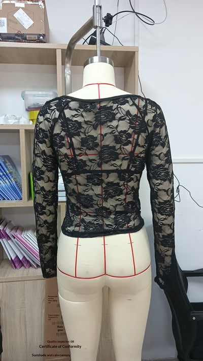 Cropped Cami Two-Piece Set - Short or Long-Sleeve Lace Top