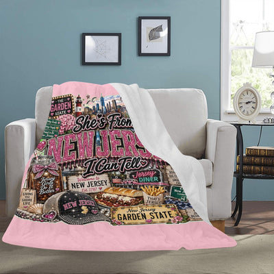 Pink She's From New Jersey Fleece Blanket 60x80 - Shore Life