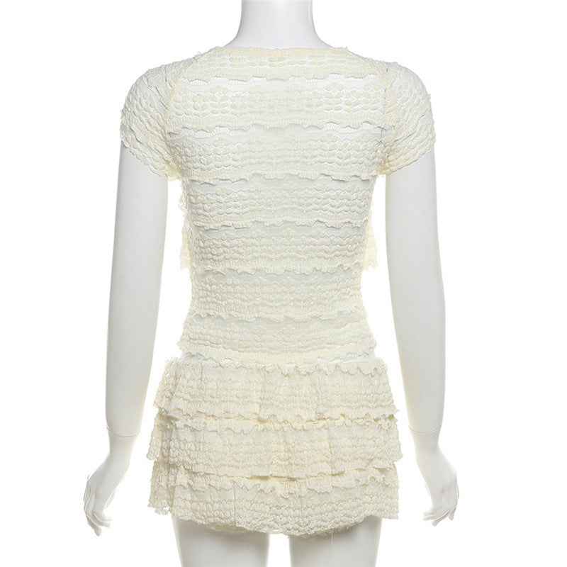 Cutout Crop Top Shorts Set - Midriff Slim Fit Two Piece
