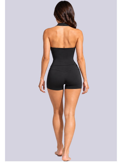 Halter V-Neck Yoga Top and Shorts - Choose Pieces or Set