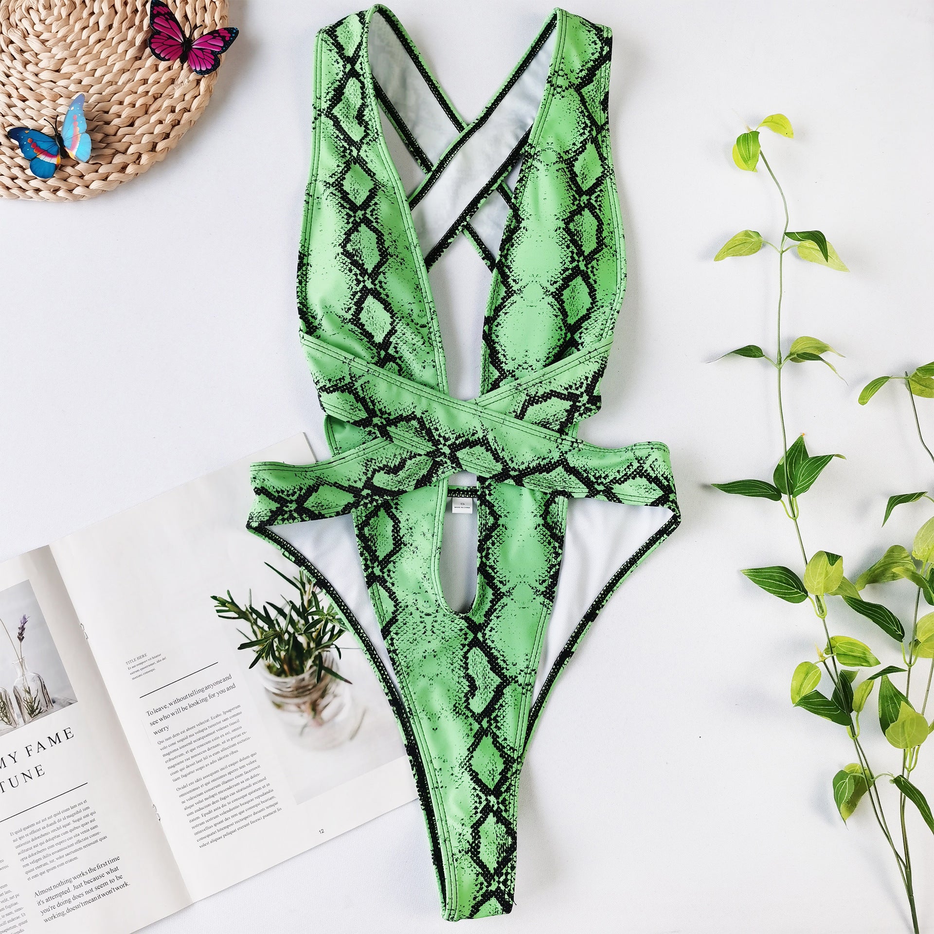 Animal Print Bandage Swimsuit - One-Piece Sexy Design