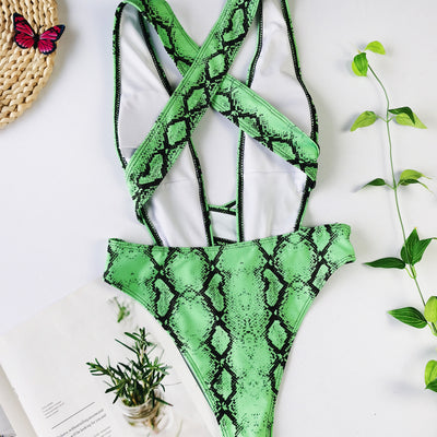 Animal Print Bandage Swimsuit - One-Piece Sexy Design
