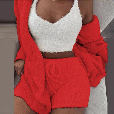 Pajama Set Women - Winter Flannel 3 Piece Loungewear