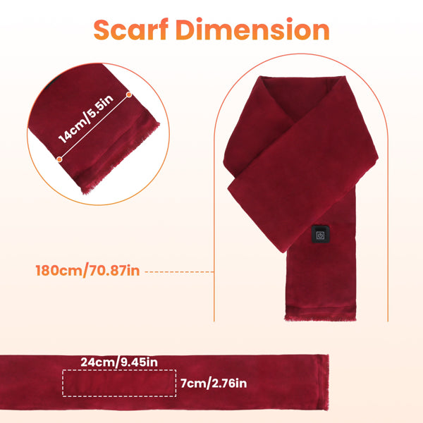 USB Heated Scarf - Three-Setting Winter Neck Wrap
