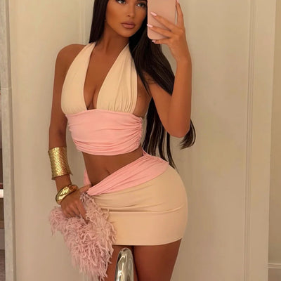 Fashion V-Neck Bikini Set 3-Piece Sexy Swimwear Vacation Beach Wear