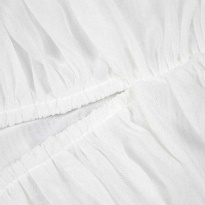 Sheer Mesh Backless Dress - White Halter Long Sleeve