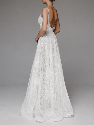 Spaghetti Strap Embroidered Prom Gown - Ball Dress