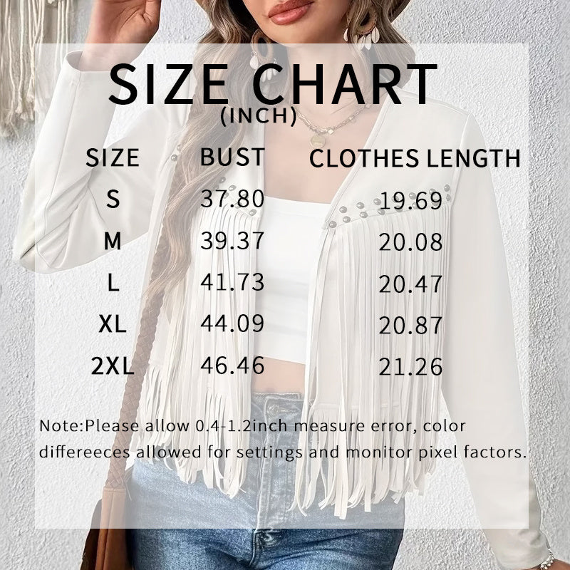 Fashions Envy Suede Fringe Trim Jacket - Open Front Western Style