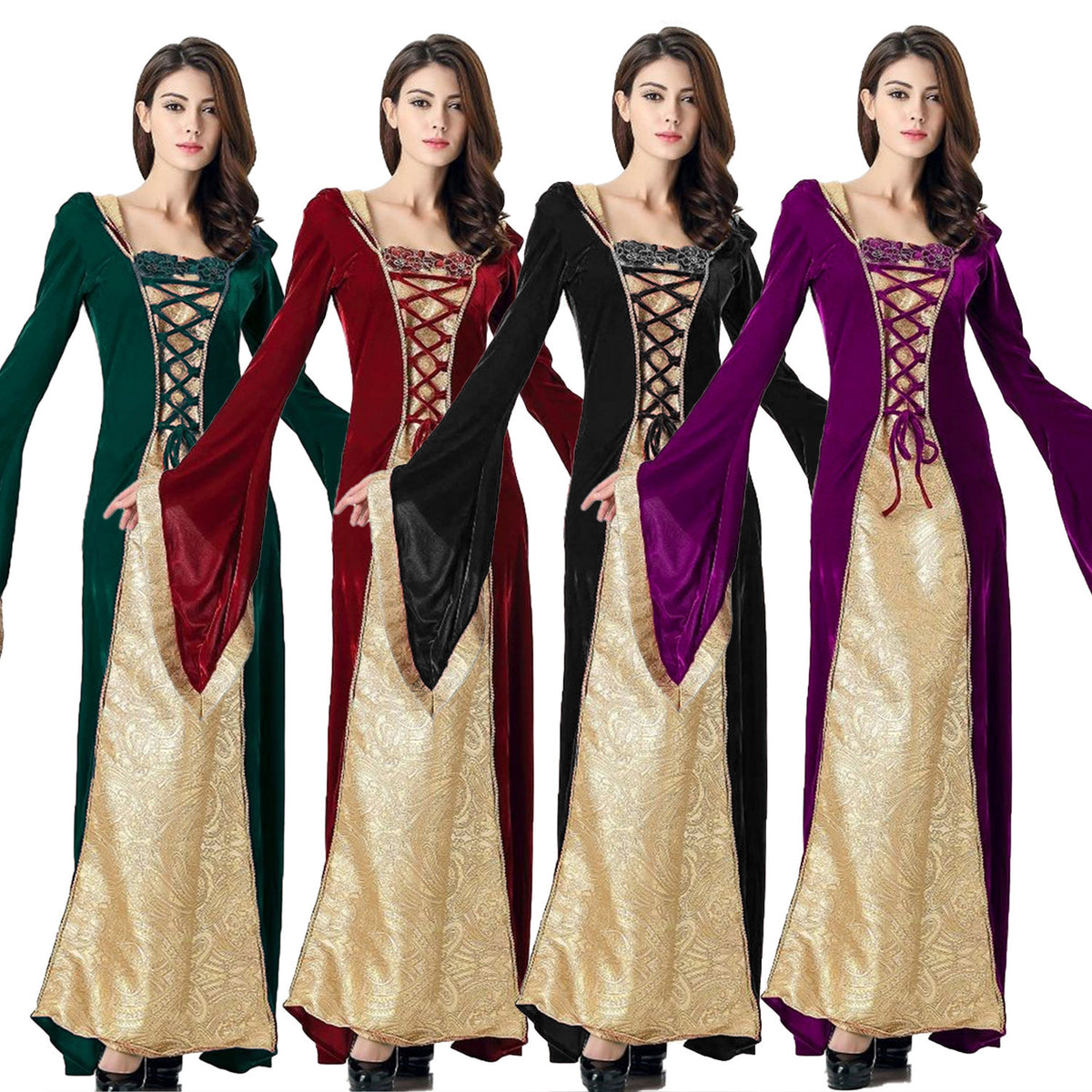 Halloween Costume European Medieval Royal Court Vintage Queen Cosplay Masquerade Party Performance Dress