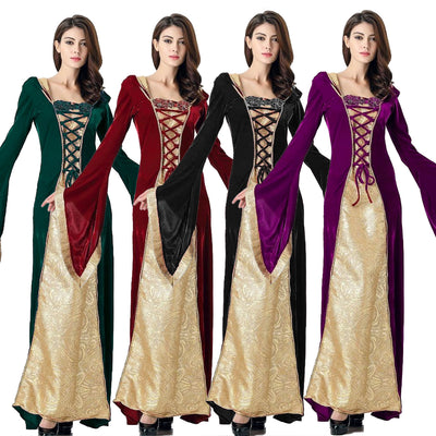 Halloween Costume European Medieval Royal Court Vintage Queen Cosplay Masquerade Party Performance Dress