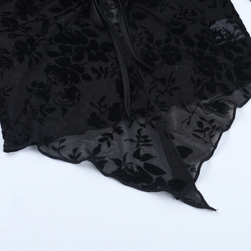 Long Sleeve Square Neck Top - Black Fitted Pullover