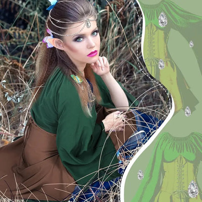 Eurzom 5-Piece Medieval Fairy Costume Set Women Renaissance Clothing Girl Elf Costume